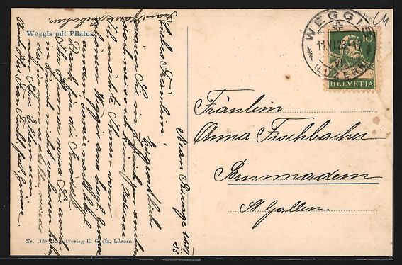 Cartoline postali: Weggis, Totalansicht mit Pilatus aus der – Usato da Berlin venduto da bartko-reher 1