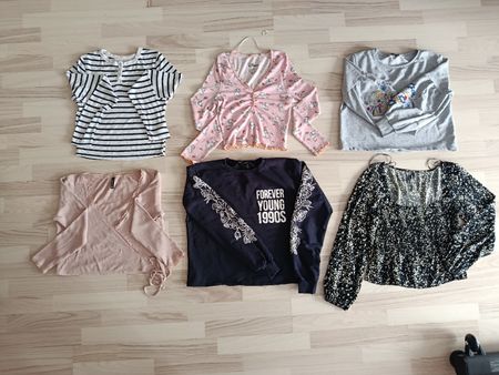 6 Stylisches Damen Tops – Langarm, Grösse S/M