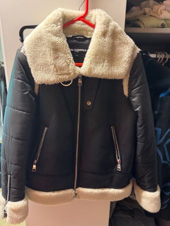 Karl Lagerfeld Jacke schwarz mit Fellbesatz gebraucht