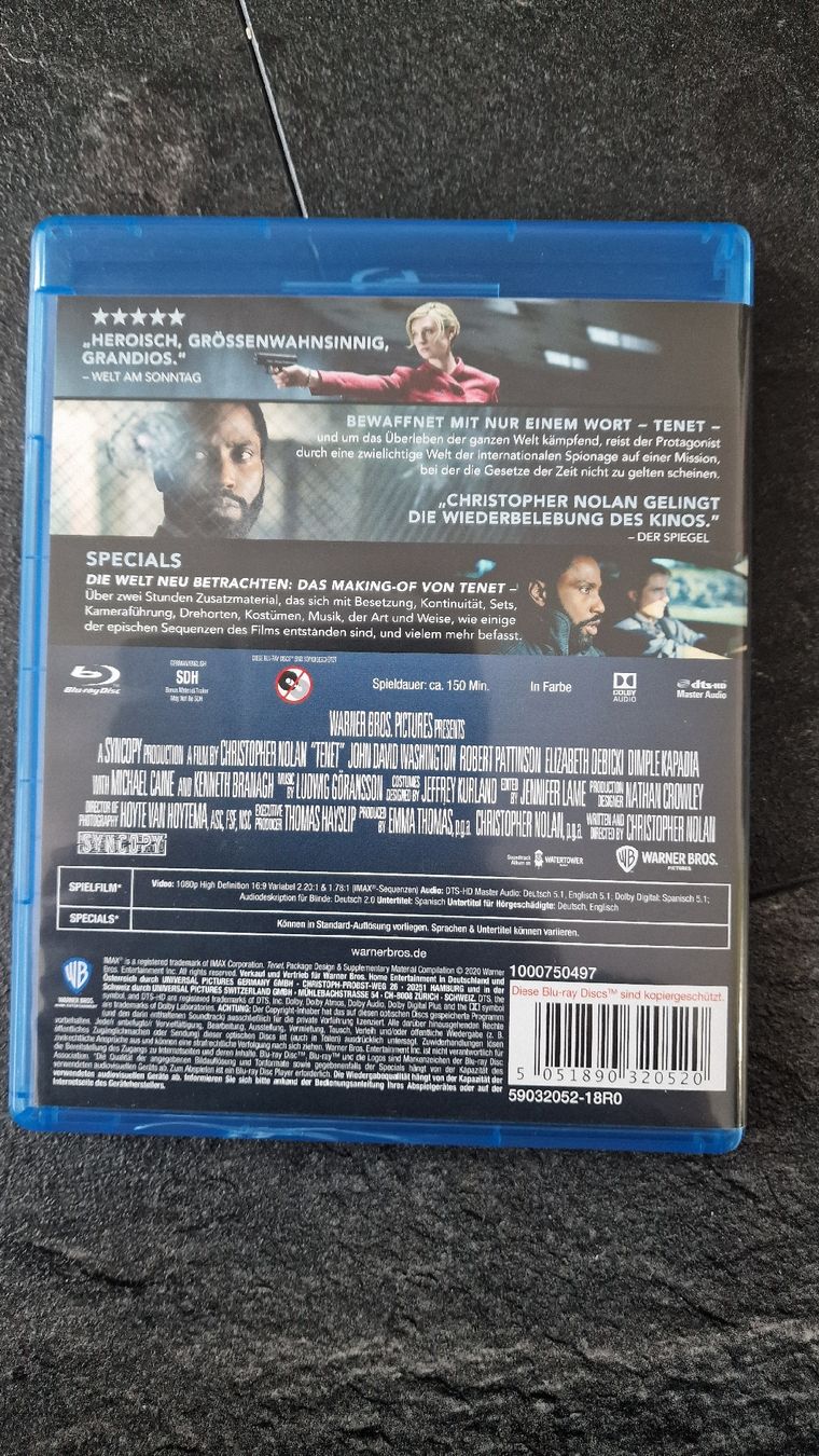 Alle DVDs: Tenet Blu-ray Film Christopher Nolan  – Gebraucht aus Urtenen-Schönbühl von Saints67 1