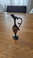Kleine Vintage Vase aus Metall mit Golddekor