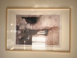 Grosses gerahmtes abstraktes Bild für Zuhause, 63x93cm