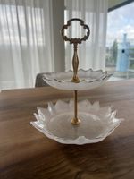 Etagere, 2-stoeckig, Weiss/Gold
