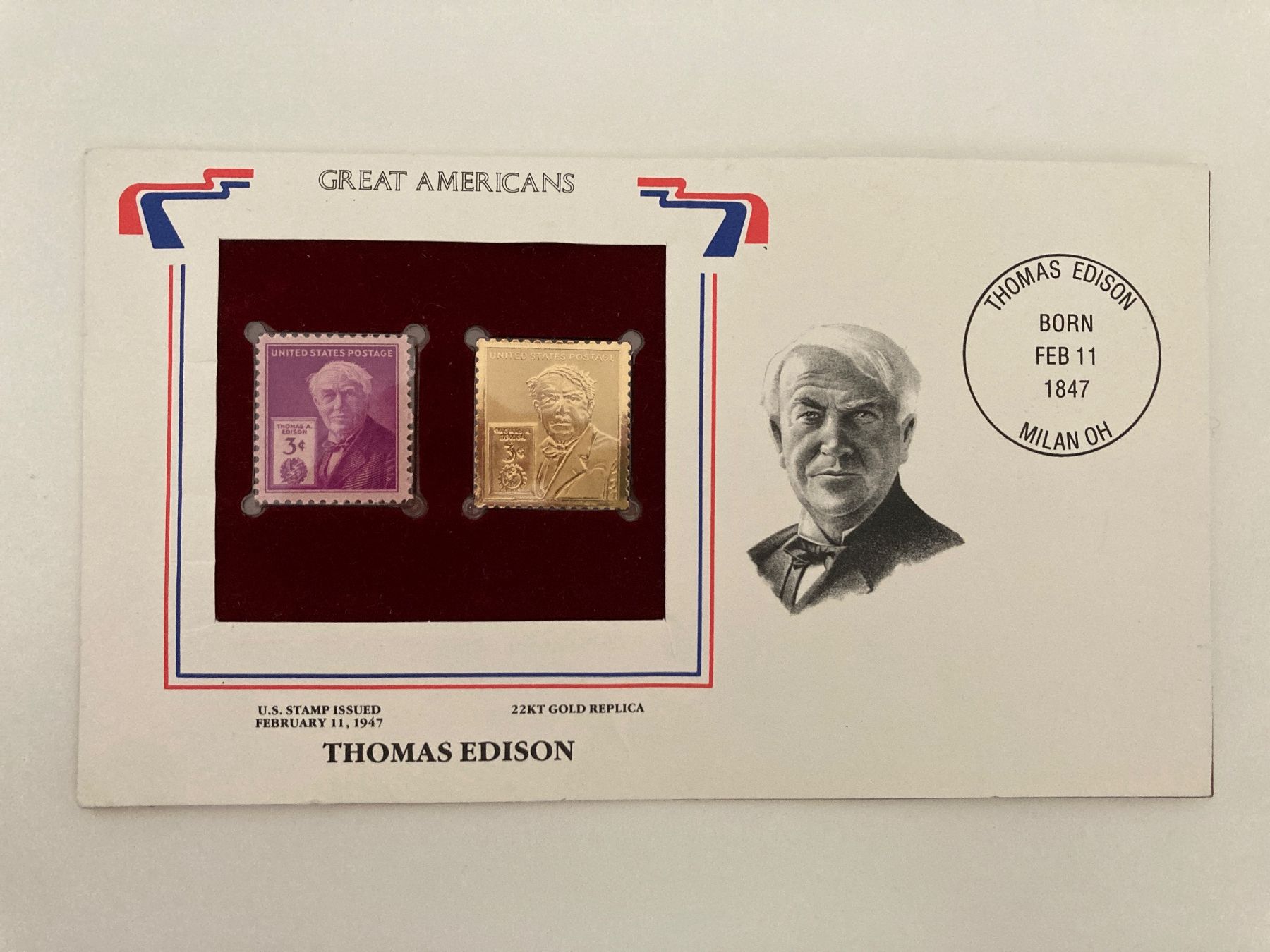 Alle Briefmarken: Postal Commemorative Society / Thomas Edison Stamp / Replica – Gebraucht aus Genthod von daz_world