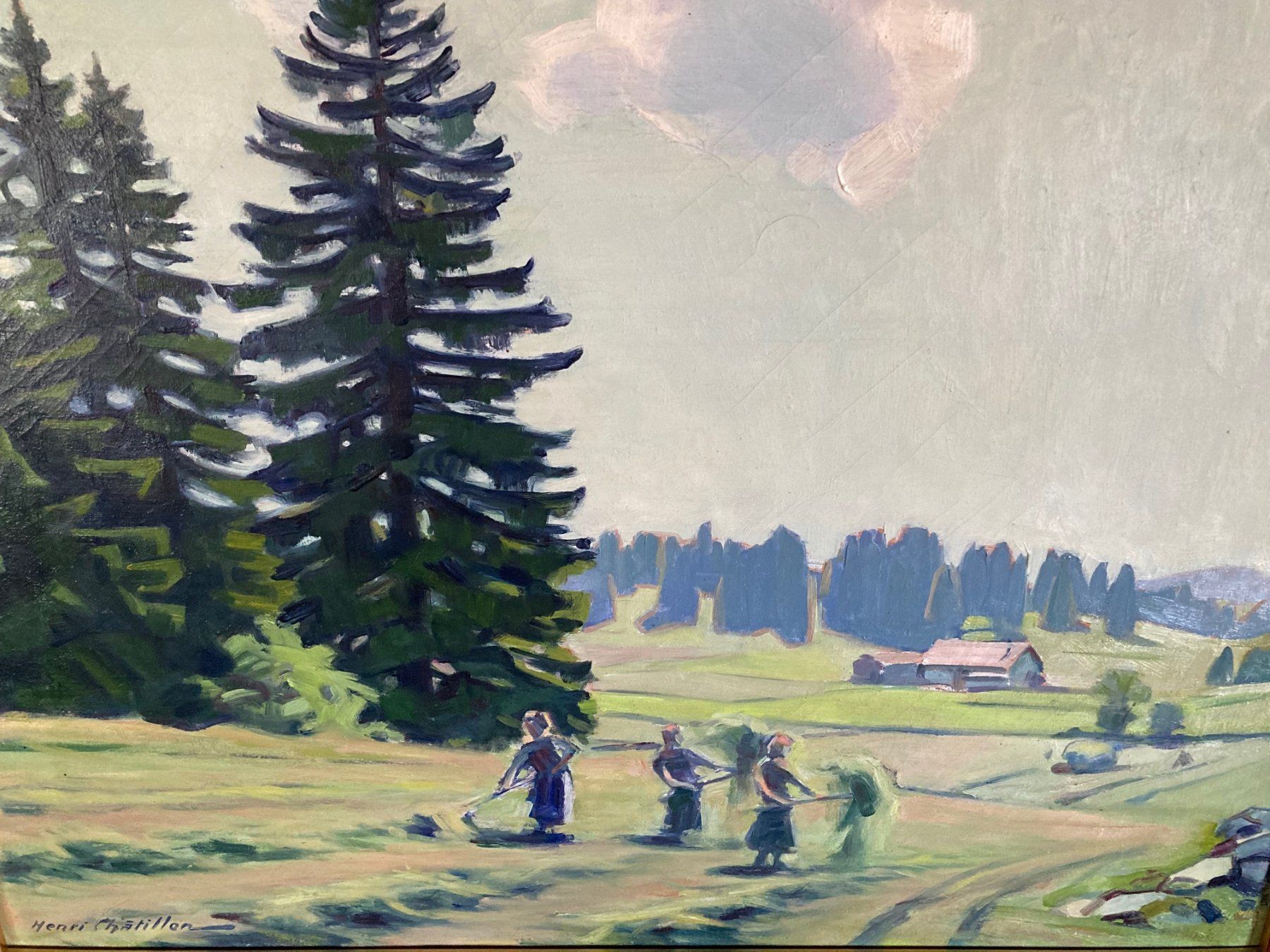 Dipinti: Tableau d'Henri Châtillon, les faneuses. – Usato da La Chaux-de-Fonds venduto da venteperso5 1