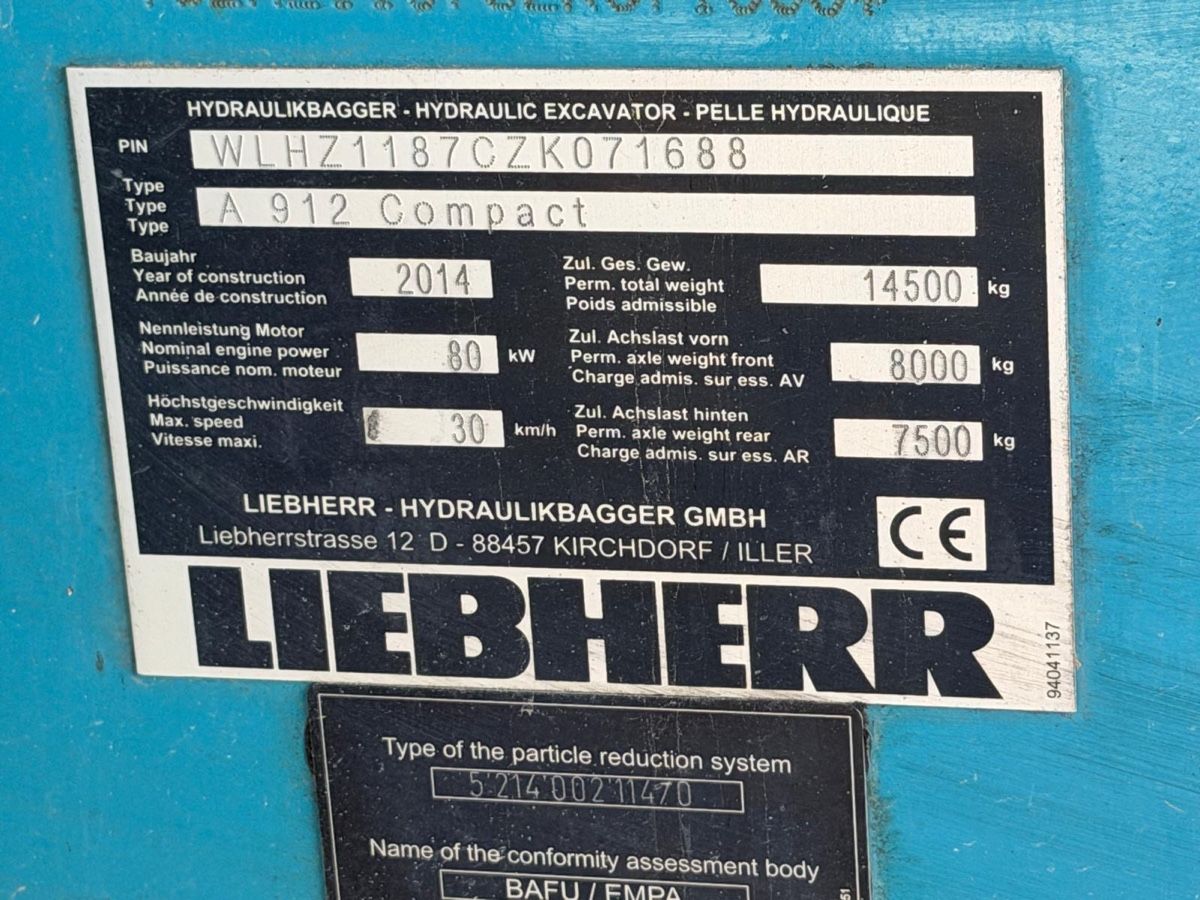 Liebherr Excavateurs: Pneubagger Liebherr A912 Compakt – D'occasion à Niederbipp par baggerch 7