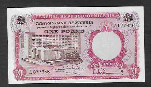 Banconote: Nigeria  1  Pound  Bankfrisch – Nuovo (secondo la descrizione) da Gordola venduto da coinsandnotes