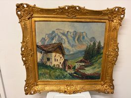 Ölgemälde Berglandschaft mit Goldrahmen gebraucht