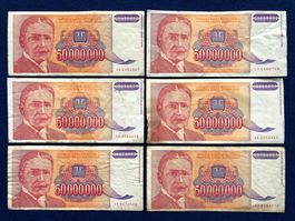Belgrad 1993 - Jugoslawien - 6x50000000 Dinara - PUPIN