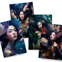 Japanische Geisha DS0129 ⚡️ Set mit 4 Kunstdrucken à 20x30cm