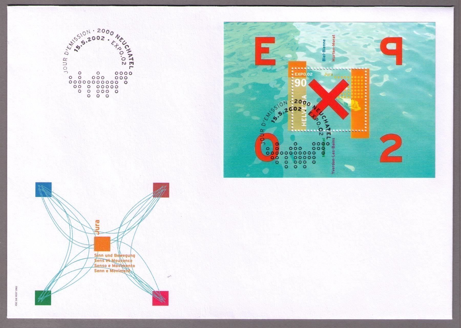 Tous les timbres: 2002_1053_EXPO-BLOCK_ABO-FDC 15.5.02 Neuchâtel_ERSTTAG ! – D'occasion à Marthalen par Ch_quality