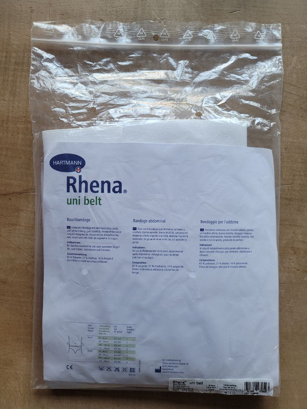Gürtel: Rhena Bauchbandage, Bauchgurt, Gr. 2 – Neu und originalverpackt aus Zürich von Engiadinabassa 7