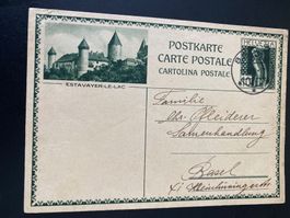 10er  Postkarte ESTAVAYER-LE LAC 1912 ab Bauma ZH