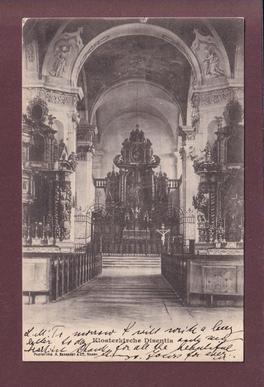 Cartoline postali: DISENTIS - Klosterkirche - 1904 // Eckbug / kleiner Riss // – Usato da Pully venduto da nicecards