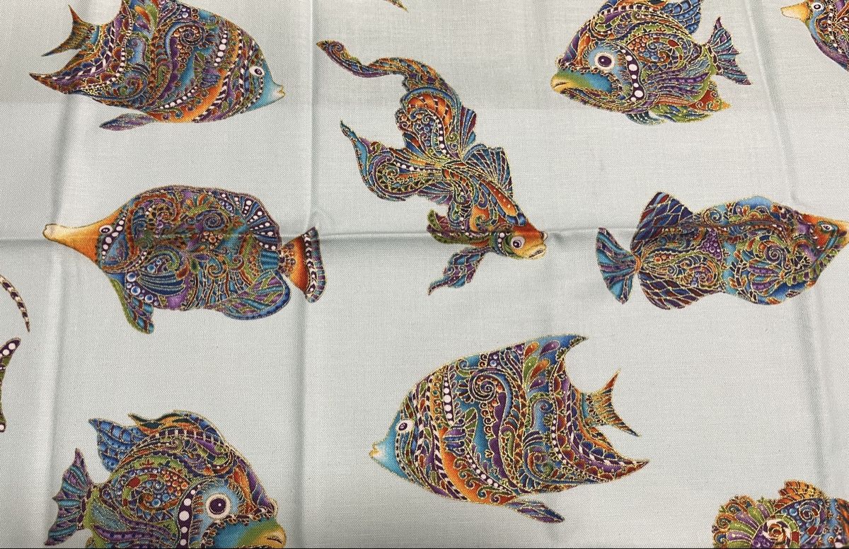 Tessuti: Patchworkstoffe Set9 10 FQ bunt mit Fische – Nuovo (secondo la descrizione) da Seuzach venduto da KreativmitStoff 2