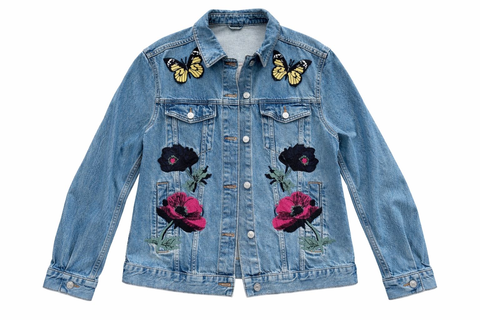 Topshop Giacche: Topshop Jeansjacke bestickt Gr. L – Usato da Olten venduto da Schrankperle