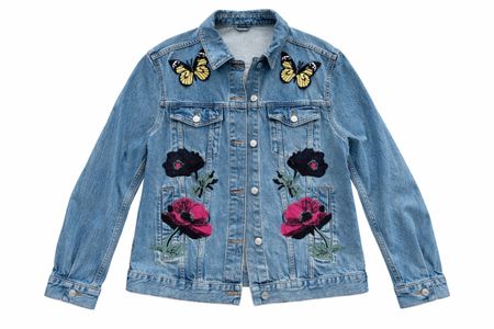Topshop Jeansjacke bestickt Gr. L