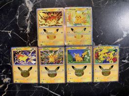 6 Pokémon Pikachu Karten Set Jubiläums Edition gebraucht