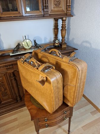 2er Set Vintage Koffer / Reisekoffer (Braun) 