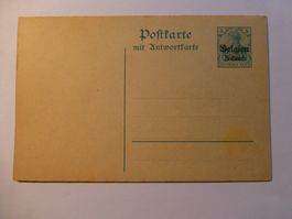 Deutsches Reich/Belgien, Postkarte mit Antwortkarte, Postfri