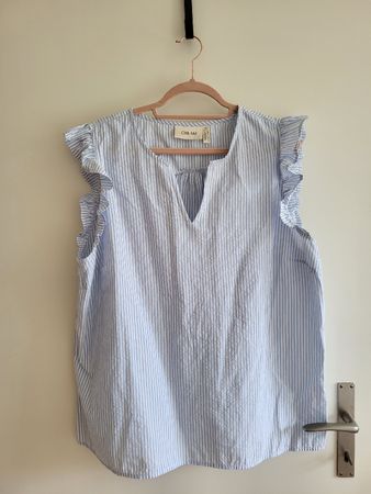 Damen Bluse Cream blau weiss gestreift Grösse 46