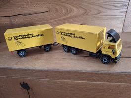 Tolles Volvo Postauto Modellauto mit Anhänger! Siku