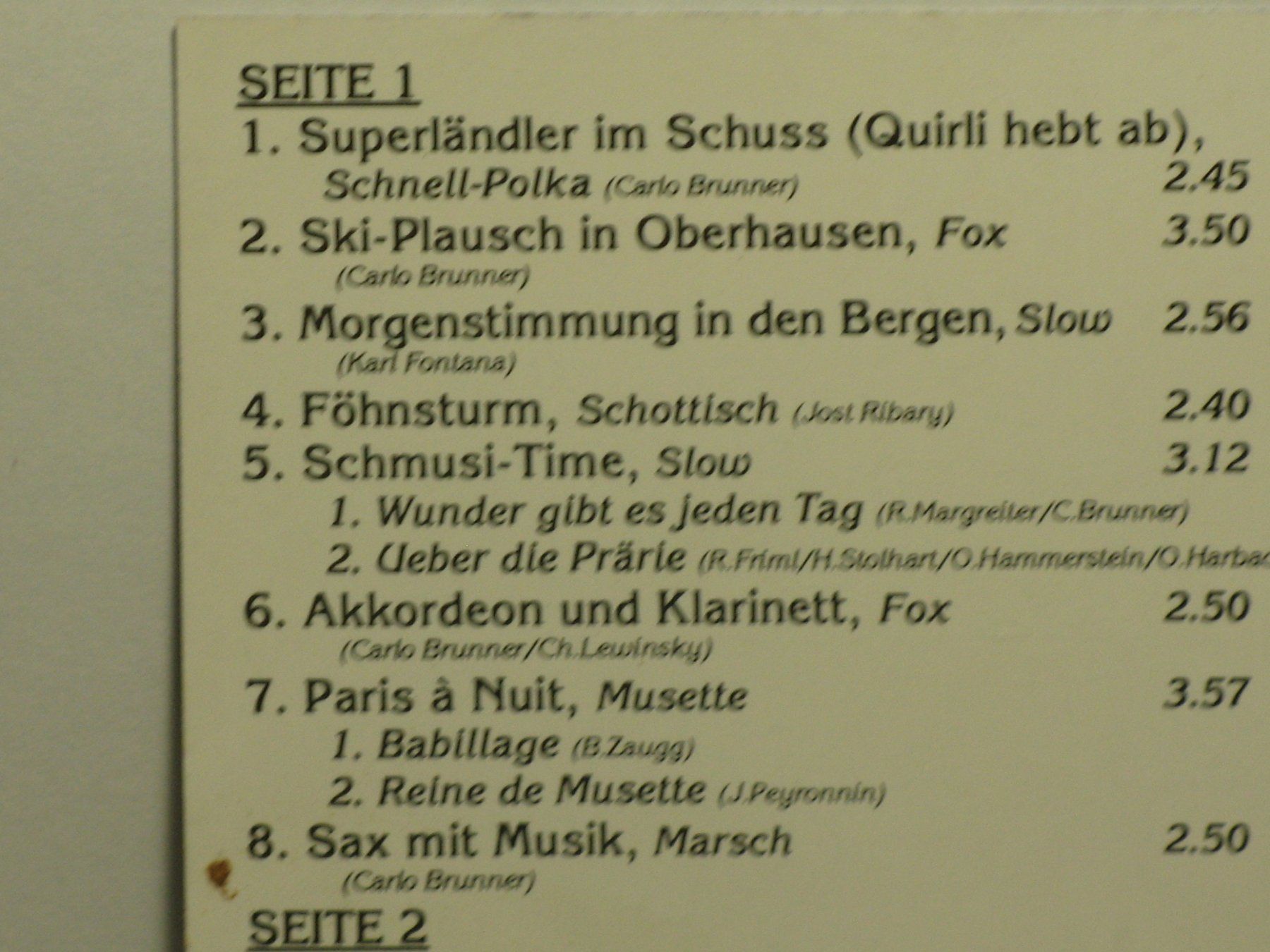 Musicassette: CARLO  BRUNNER   Super Ländler Kapelle – Usato da Langnau i. E. venduto da gf2_29jt 1
