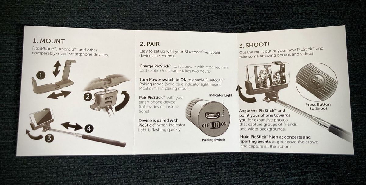 Staffe: PicStick Selfie Stick mit Bluetooth neuwertig – Nuovo (secondo la descrizione) da Vinelz venduto da Viewfinder84 6