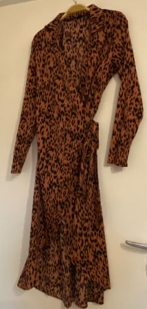 Leopard Wickelkleid Gr. 38 M braun orange