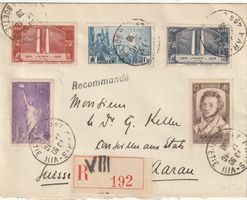 FRA 1938, R-Brief mit besserer Frankatur nach Aarau