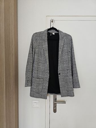 Blazer noir & blanc à carreaux – Taille 34
