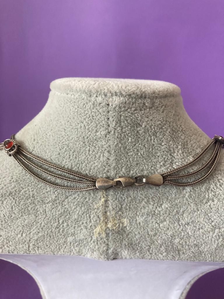 Catenine: Schlangenkette 3fach weinrote Elemente (45cm) – Usato da Dittingen venduto da Bijoubelle 3