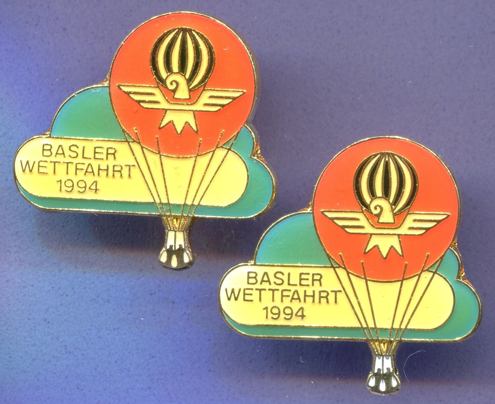 Plaketten & Abzeichen: 2 Pins BASLER WETTFAHRT  1994 – Gebraucht aus Winterthur von Sammleroase