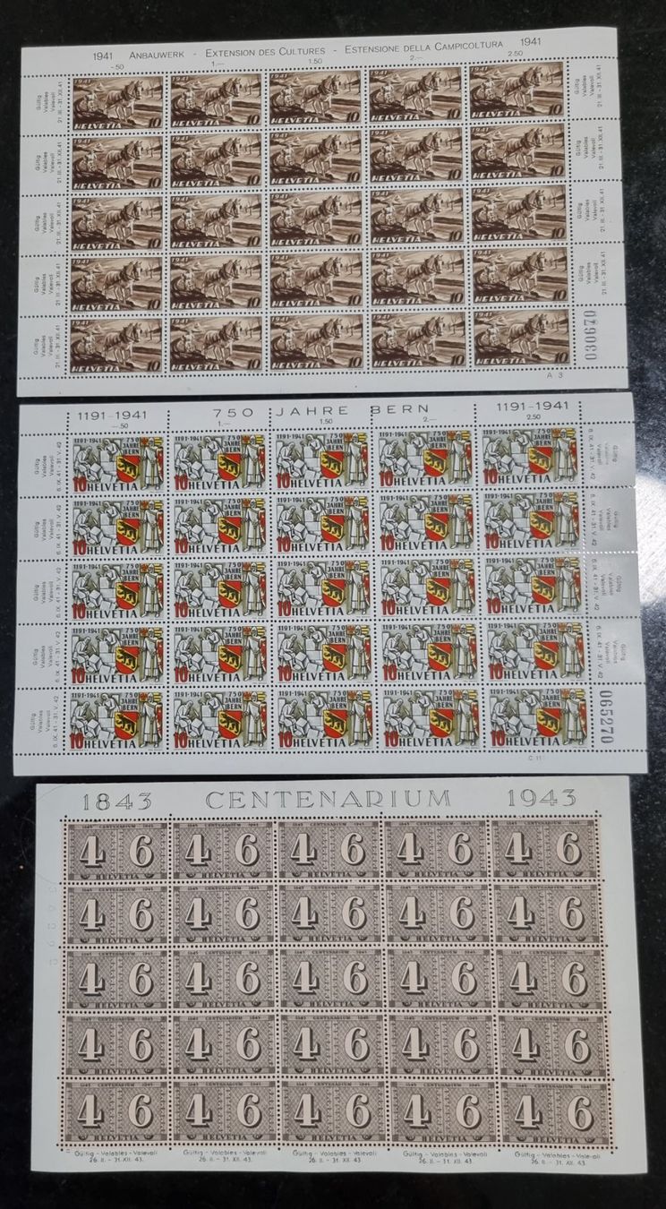Tous les timbres: 1941/43 : 3 Bogen - postfrisch ** – Neuf (Voir description) à Gümligen par Geniusbuy