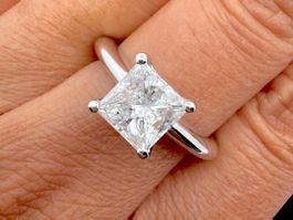 Princess Cut 2.02ct Diamant Ring 18k WG Grösse 55 *S2264