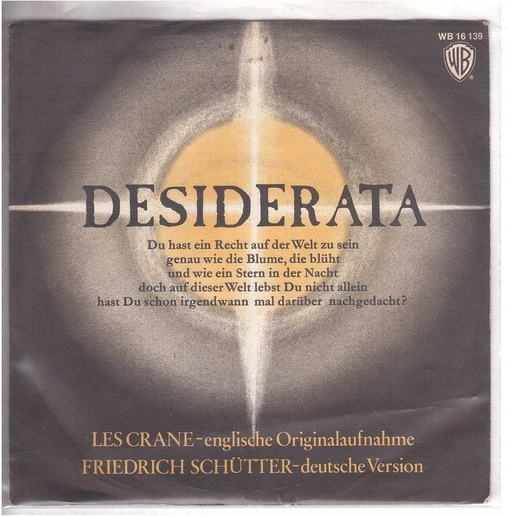 Schallplatten: Les Crane  --  Desiderata   Single7 – Gebraucht aus Oberwil (Dägerlen) von asteng