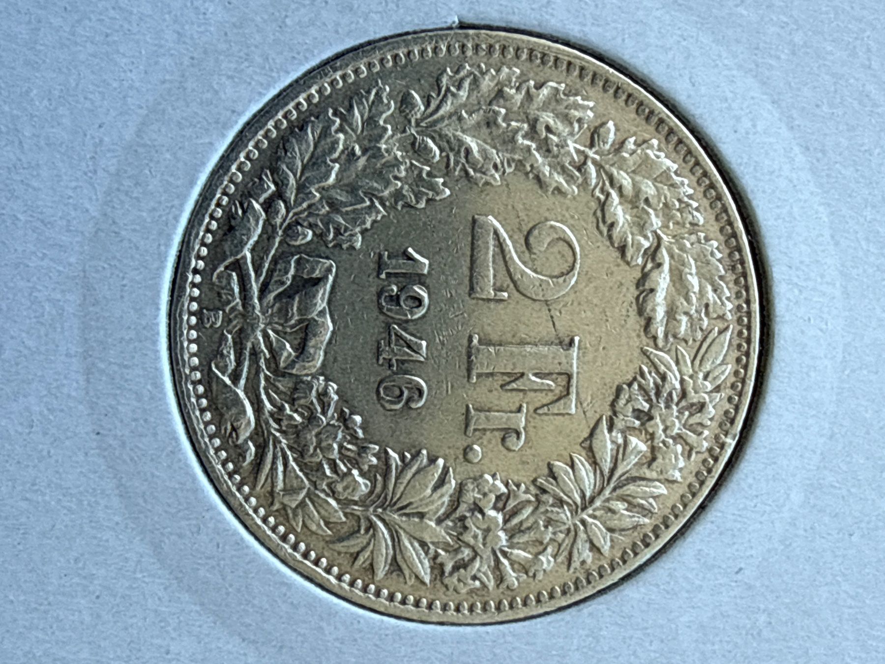 Tutti le monete: Swiss 2 francs 1946 Silver Coin – Usato da Pully venduto da ta571 1