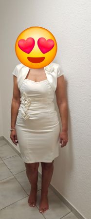 Festliches, elegantes weisses Kleid mit Bolero, Grösse 38