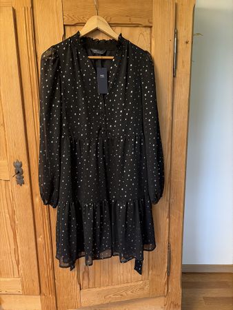Kleid Marc&Spencer schwarz mit Silbermuster,  Grösse 38 neu 