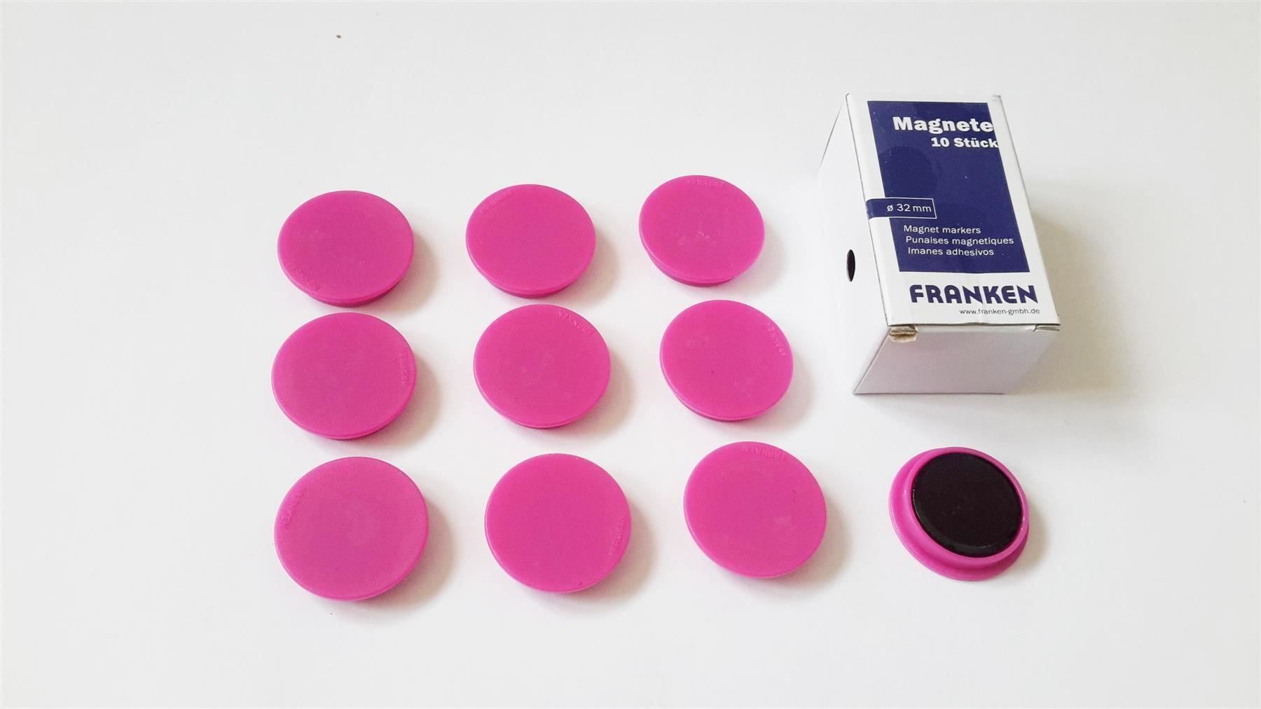 Magnete: Magnete 10 Stück, 32 mm, pink – Neu und originalverpackt aus St. Gallen von cointec 1