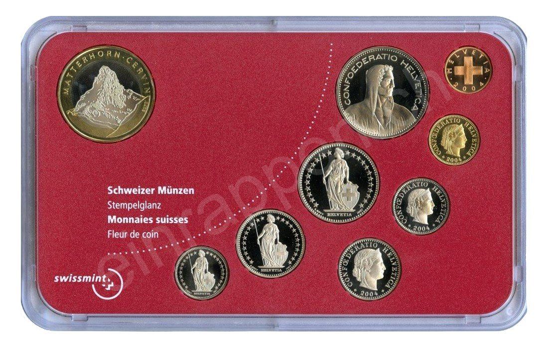 Tutti le monete: SET de monnaie suisse de 2004 non circulé FDC – Nuovo e nell'imballaggio originale da Fribourg venduto da Kiki020