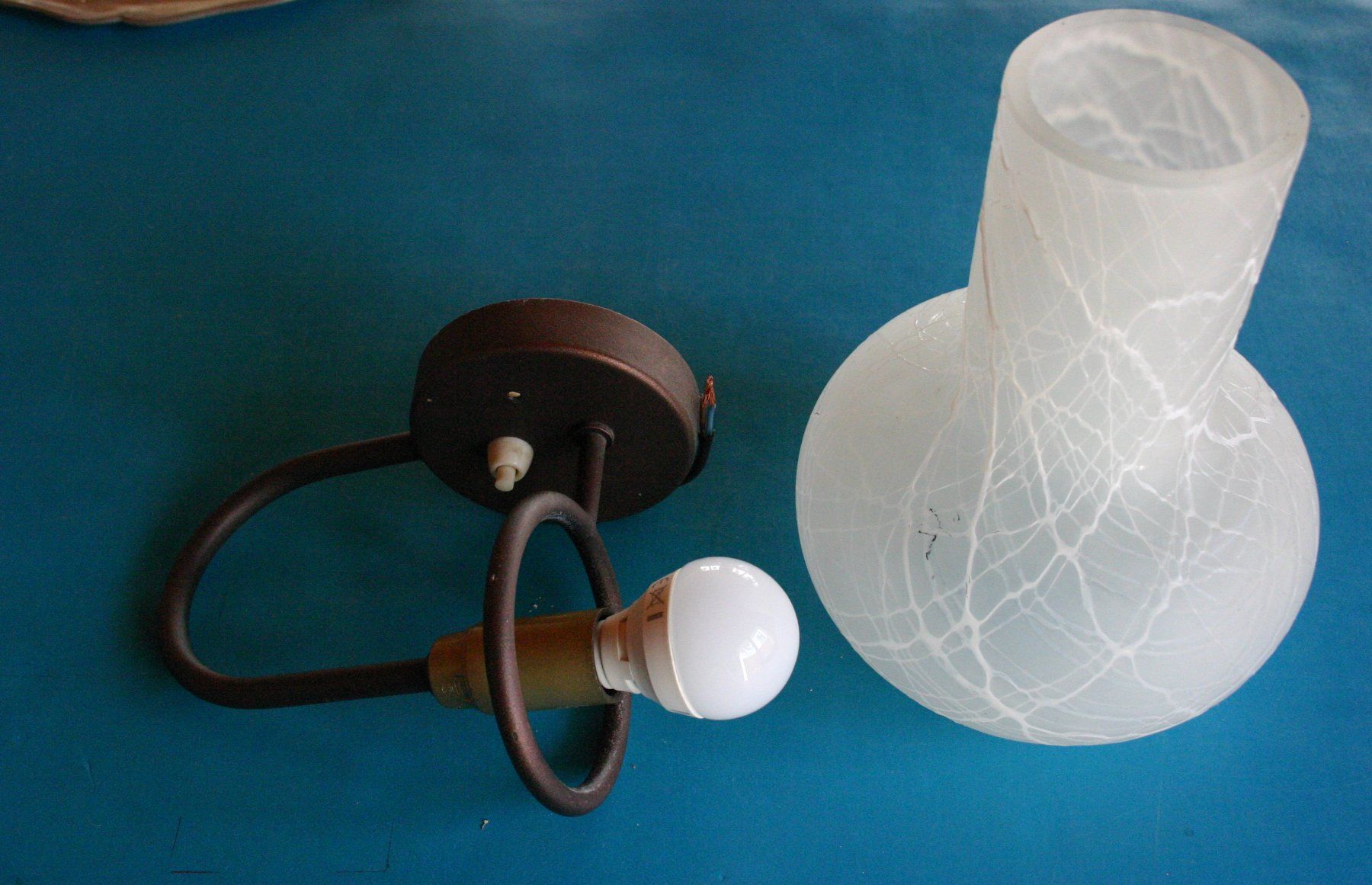 Lampade: Wandlampe, Wandleuchte mit Opalglas – Usato da Winkel venduto da gabriele56 2