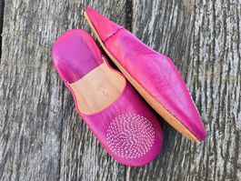 Babouches/Leder fuchsia-Ledersohle (37)