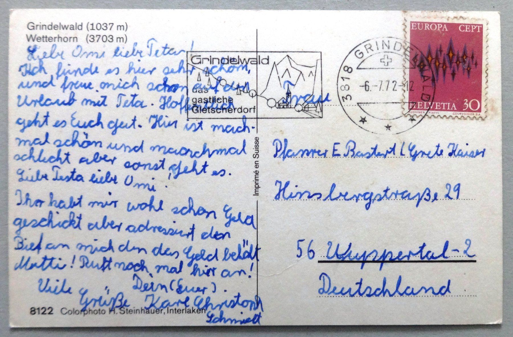 Ansichtskarten: Grindelwald, Wetterhorn – Gebraucht aus Fétigny von Billy2miny 1