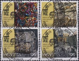 2015, Nr.1536-1539 Saint-Maurice mit Ersttags-Voll-Stempel.