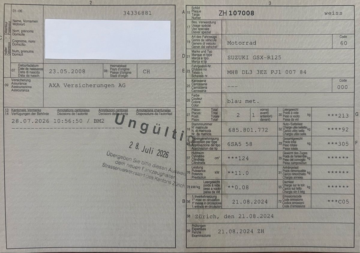 Suzuki Route: Suzuki GSX R125 – Défectueux à Hinwil par CW1982 6