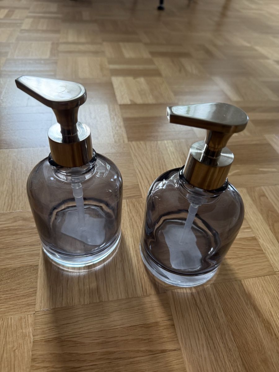 Portasapone: 2x Seifenspender Glas und Metall dunkelgrau – Nuovo (secondo la descrizione) da Zürich venduto da rapido06 2