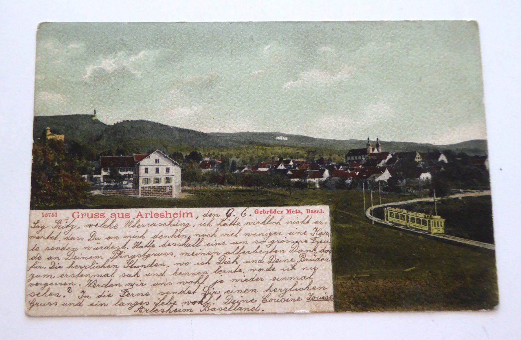 Cartoline postali: Arlesheim mit der Birseck-Bahn 1898 – Usato da Aesch BL venduto da Kauri1