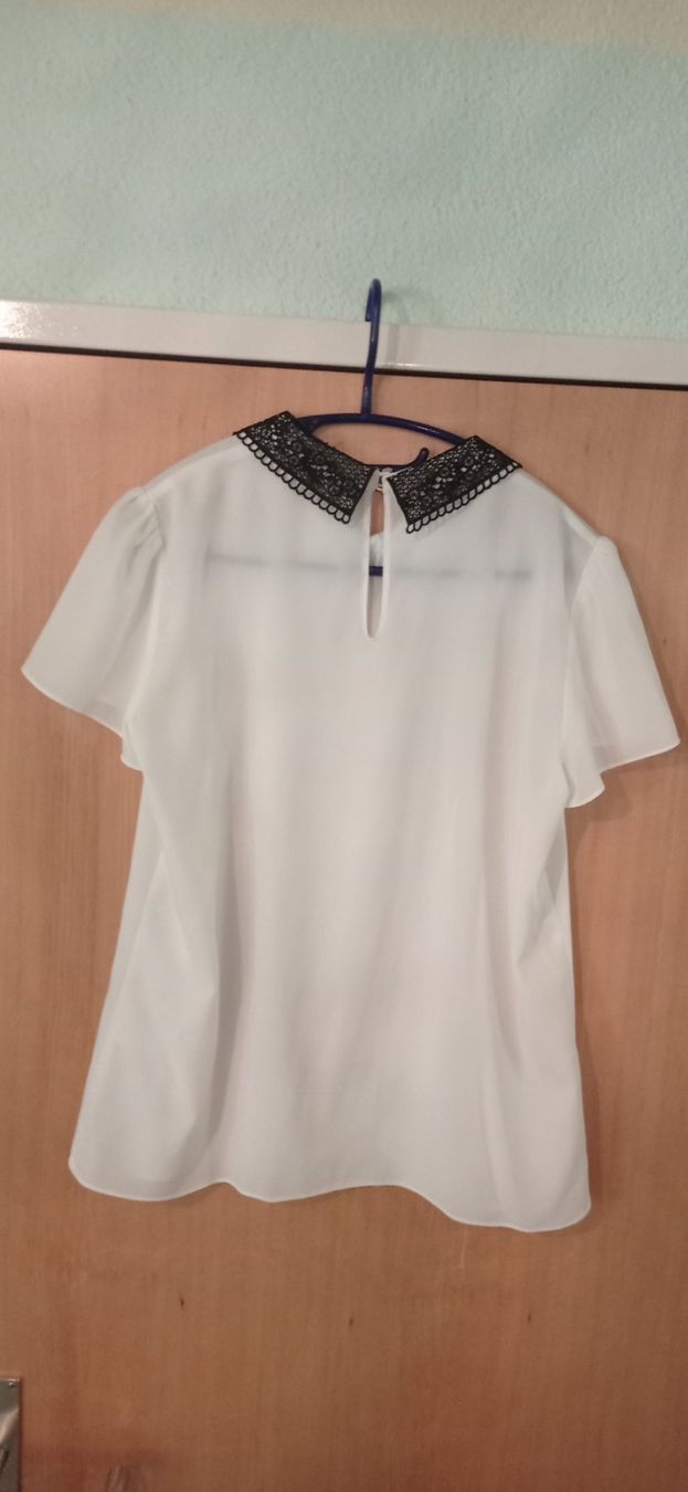 Hallhuber Camicette: Bluse, weiss, ärmellos, Krägli schwarz – Nuovo (secondo la descrizione) da Bremgarten venduto da gernekaufen1969