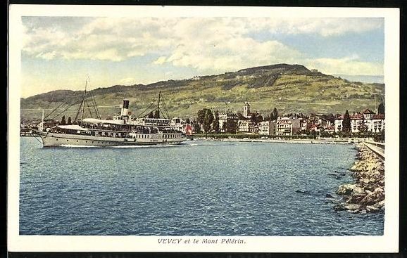 Cartoline postali: Vevey, Mont Pelerin mit Passagierschiff – Usato da Berlin venduto da bartko-reher